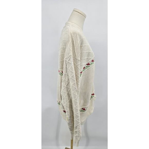 Vintage Cottagecore Keren Knit Floral Button Grandpa Sweater - Picture 2 of 5